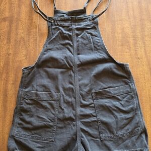 Dark Charcoal Overall Shorts with Front Pockets